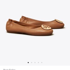 Tory Burch Camel Brown Minnie Travel Ballet Flats Size 8.5